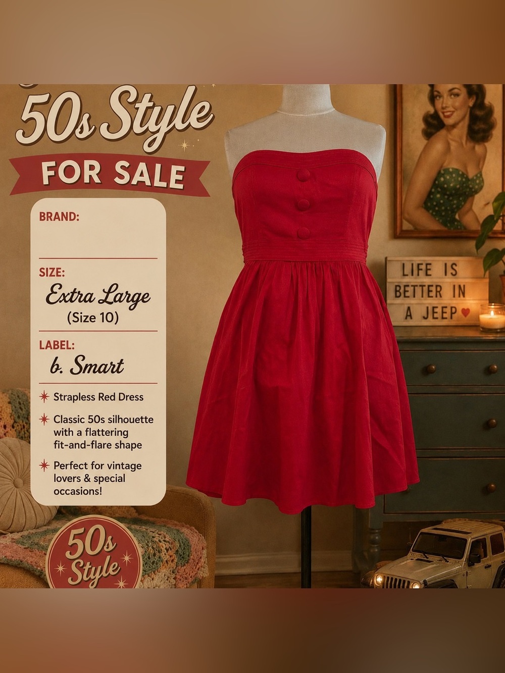 B. Smart Vibrant Red A-Line Skirt